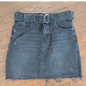 Denim co black denim distressed mini skirt size 11-12